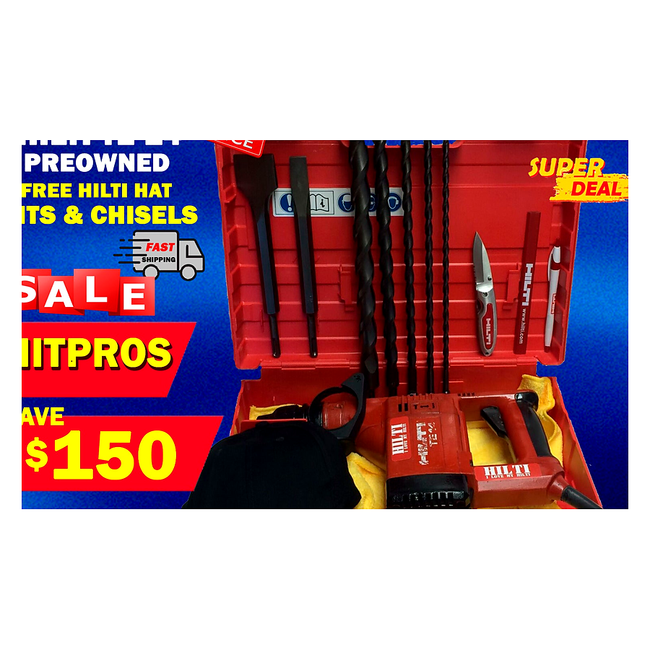 HILTI TE 14 PREOWNED, FREE BITS, CHISELS, HILTI HAT, EXTRAS