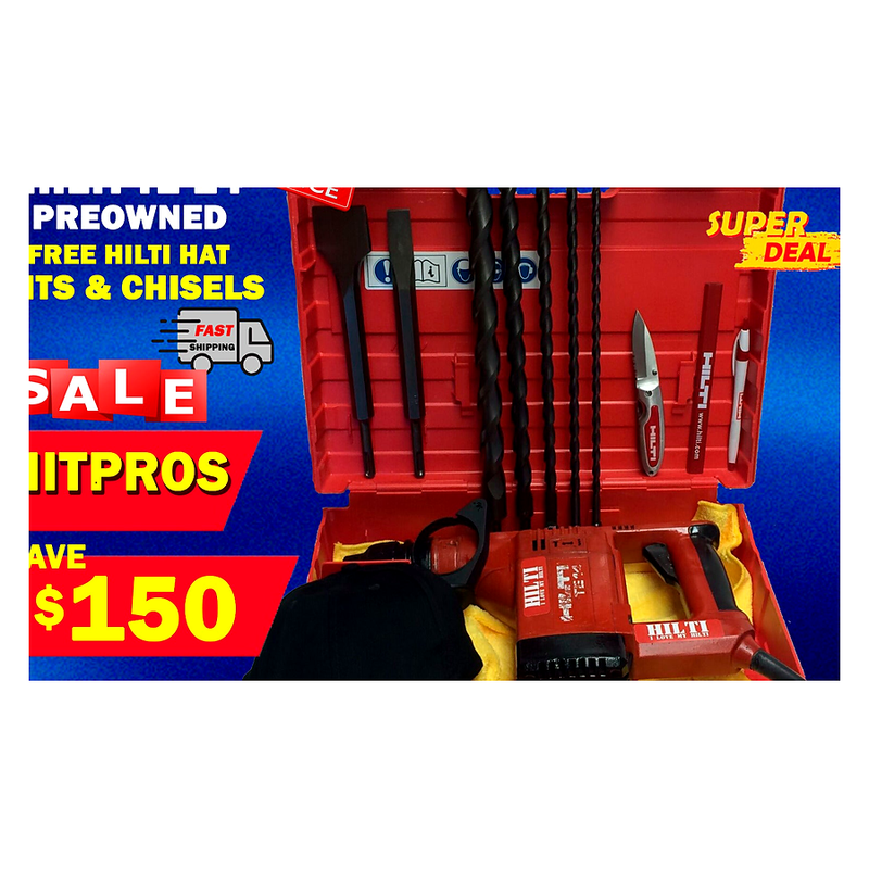 HILTI TE 14 PREOWNED, FREE BITS, CHISELS, HILTI HAT, EXTRAS