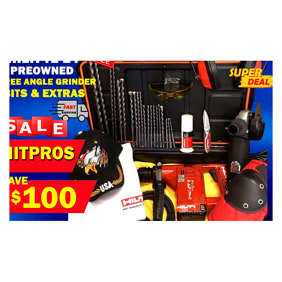 HILTI TE 14 PREOWNED, ORIGINAL, PREOWNED, FREE ANGLE GRINDER, BITS