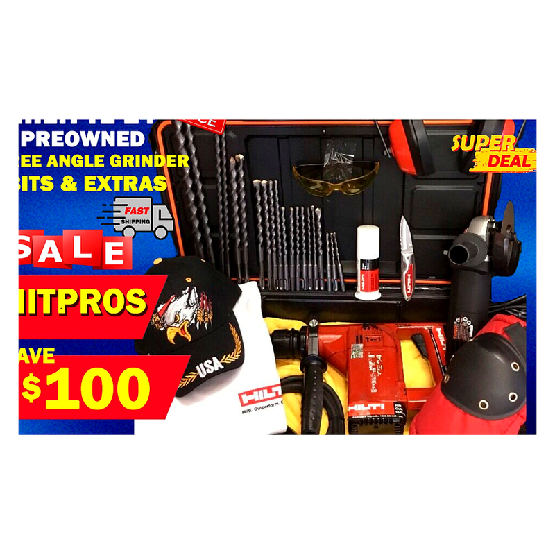 HILTI TE 14 PREOWNED, ORIGINAL, PREOWNED, FREE ANGLE GRINDER, BITS