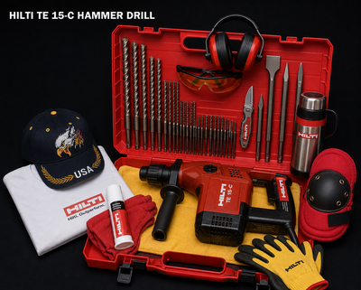 HILTI TE 15-C DRILL, EXCELLENT, FREE THERMO, BITS AND CHISEL