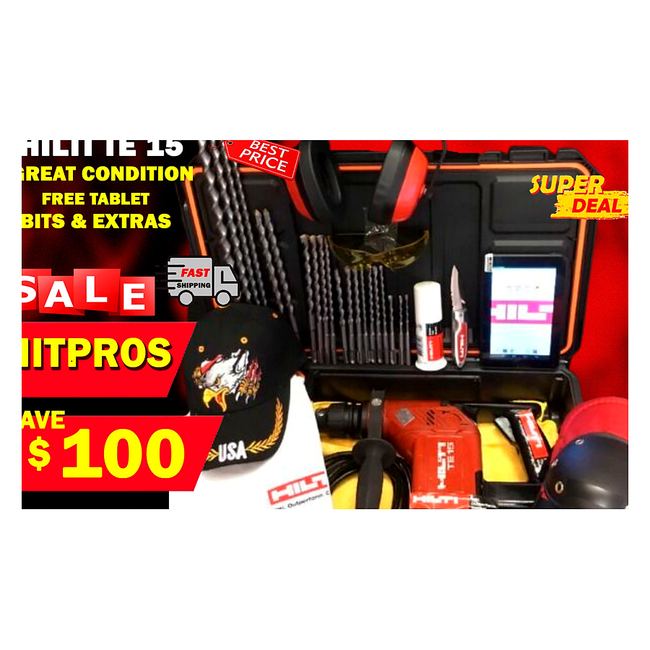 HILTI TE 15, GREAT CONDITION, FREE TABLET, BITS, EXTRAS