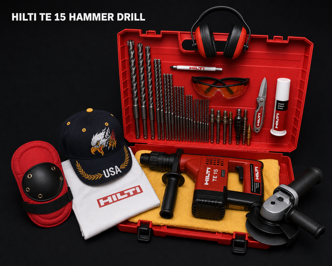 HILTI TE 15 HAMMER DRILL, USED ONLY AS DISPLAY, MADE IN GERMANY, FREE EXTRAS