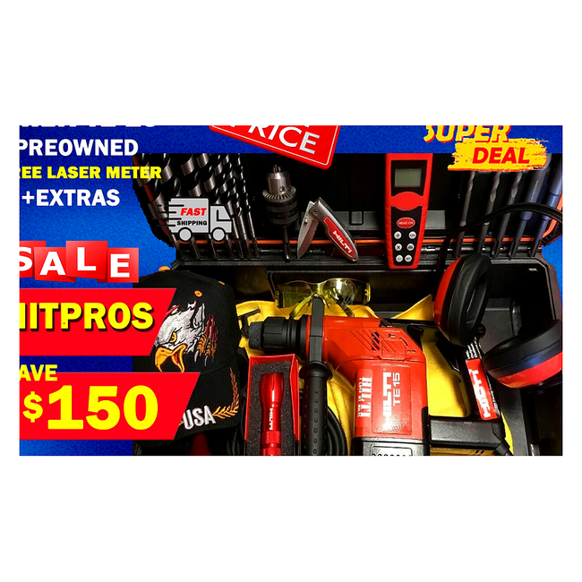 HILTI TE 15, Preowned, Knife, bits, Laser meter, Hat