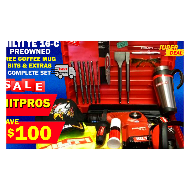 HILTI TE 16-C HAMMER DRILL, PREOWNED, FREE EXTRAS AND BITS