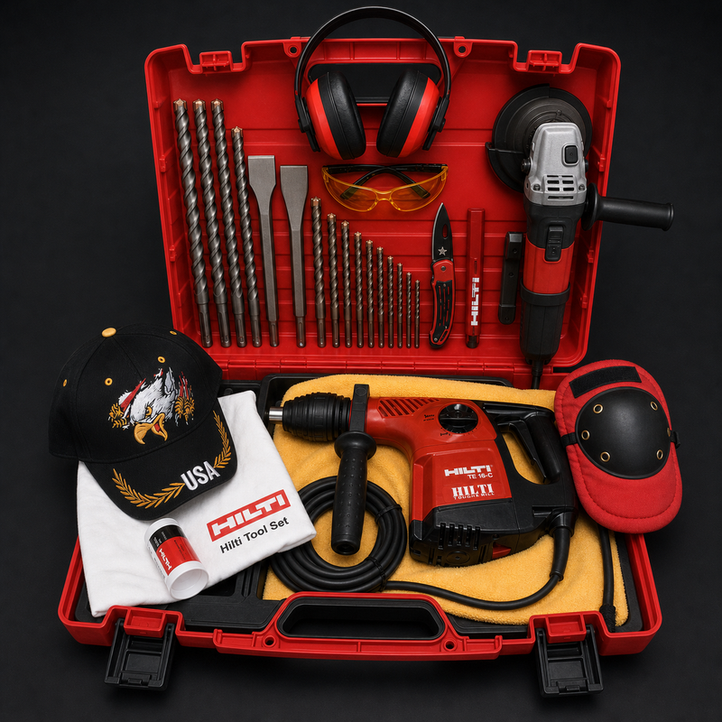 HILTI TE 16-C, PREOWNED, FREE ANGLE GRINDER, BITS AND CHISELS