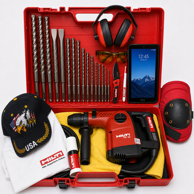HILTI TE 16 HAMMER DRILL, PREOWNED, FREE TABLET, BITS, EXTRAS