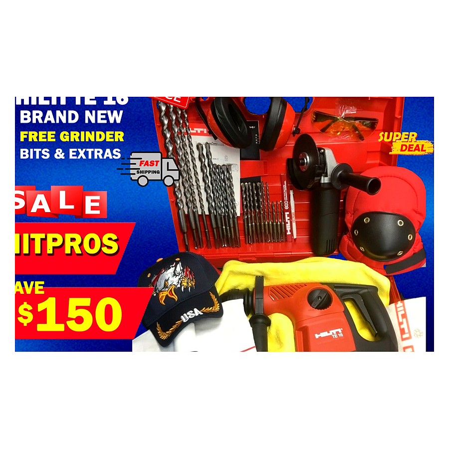 HILTI TE 16, BRAND NEW, FREE GRINDER, BITS, EXTRAS