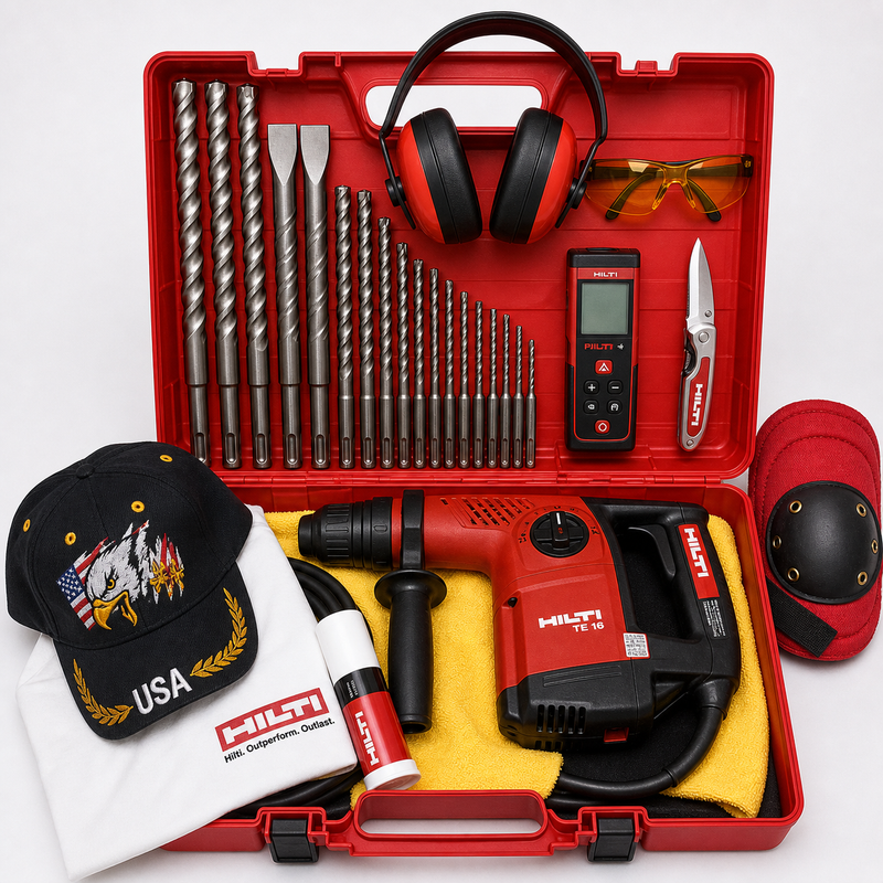 HILTI TE 16, PREOWNED, FREE LASER METER, LOT OF EXTRA