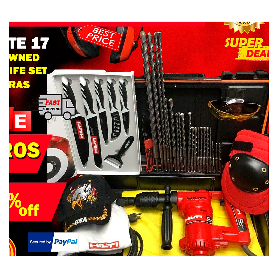HILTI TE 17 HAMMER DRILL, PREOWNED, FREE KNIFE SET, EXTRAS