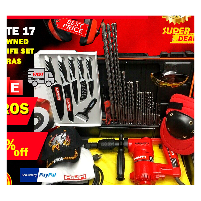 HILTI TE 17 HAMMER DRILL, PREOWNED, FREE KNIFE SET, EXTRAS