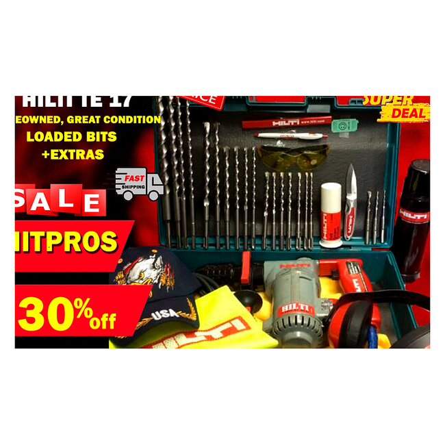 HILTI TE 17, PREOWNED, GREAT CONDITION, LOADED BITS, EXTRAS