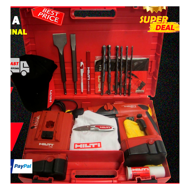 HILTI TE 2 A HAMMER DRILL, PREOWNED, ORIGINAL, FREE EXTRAS, STRONG