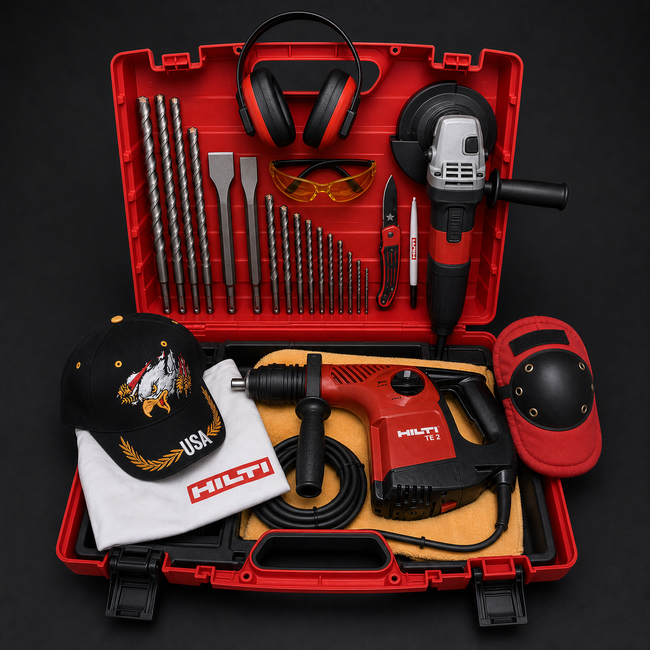 HILTI TE 2 DRILL, BRAND NEW, FREE ANGLE GRINDER, BITS AND EXTRAS