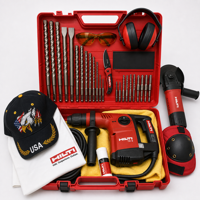 HILTI TE 2 DRILL, NEW, FREE HILTI GRINDER 450-S, A LOT OF EXTRA