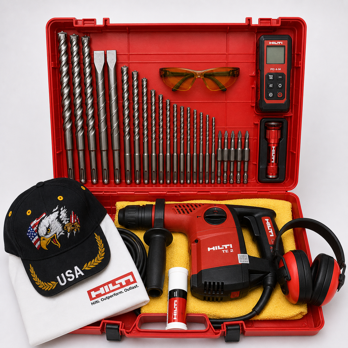 HILTI TE 2 HAMMER DRILL, EXCELLENT CONDITION, FREE MEASURER