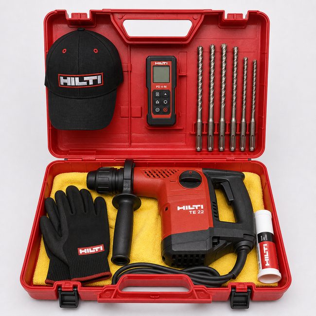 HILTI TE 22 DRILL, GREAT CONDITION, FREE LASER METER, EXTRAS