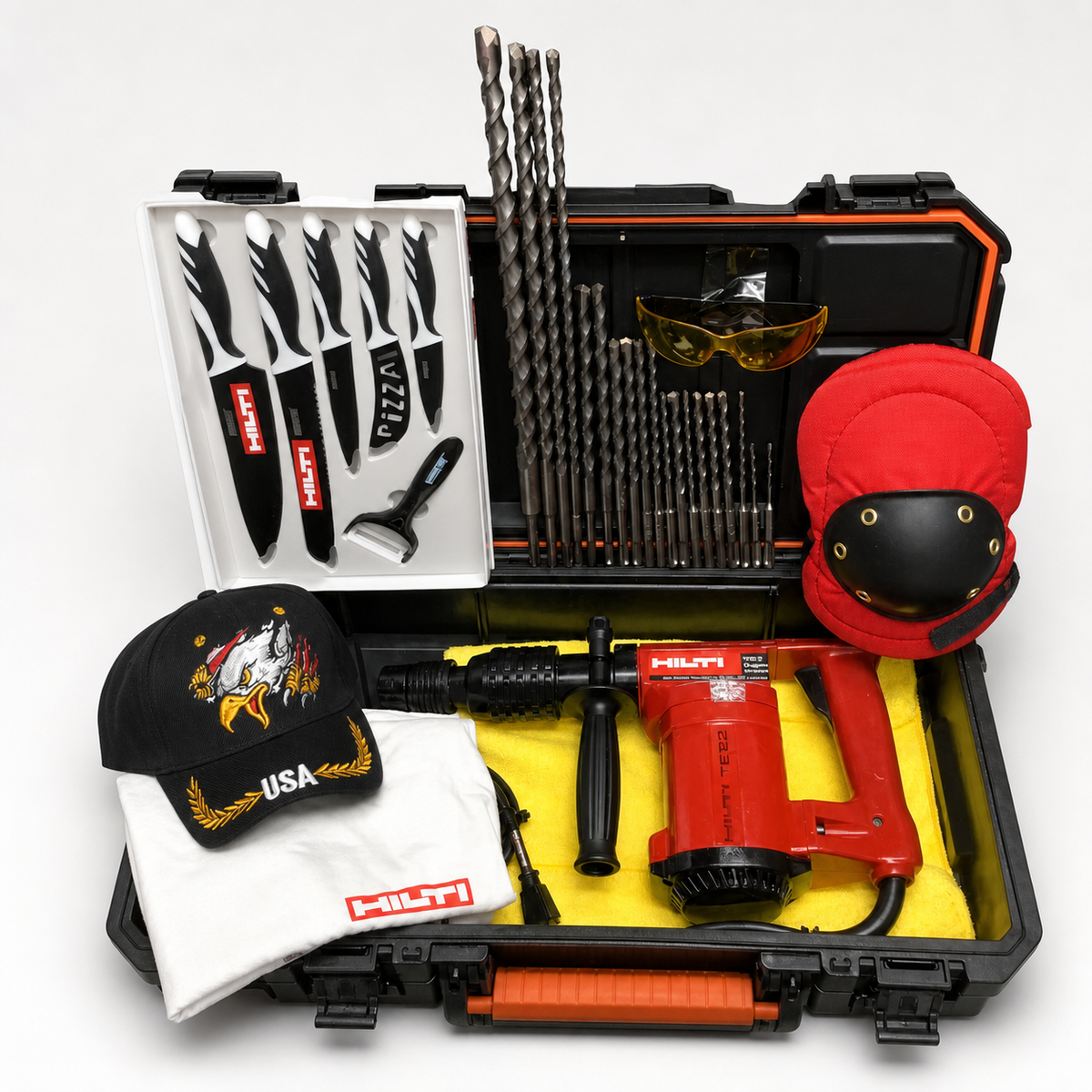 HILTI TE 22 HAMMER DRILL, PREOWNED, FREE KNIFE SET, EXTRAS