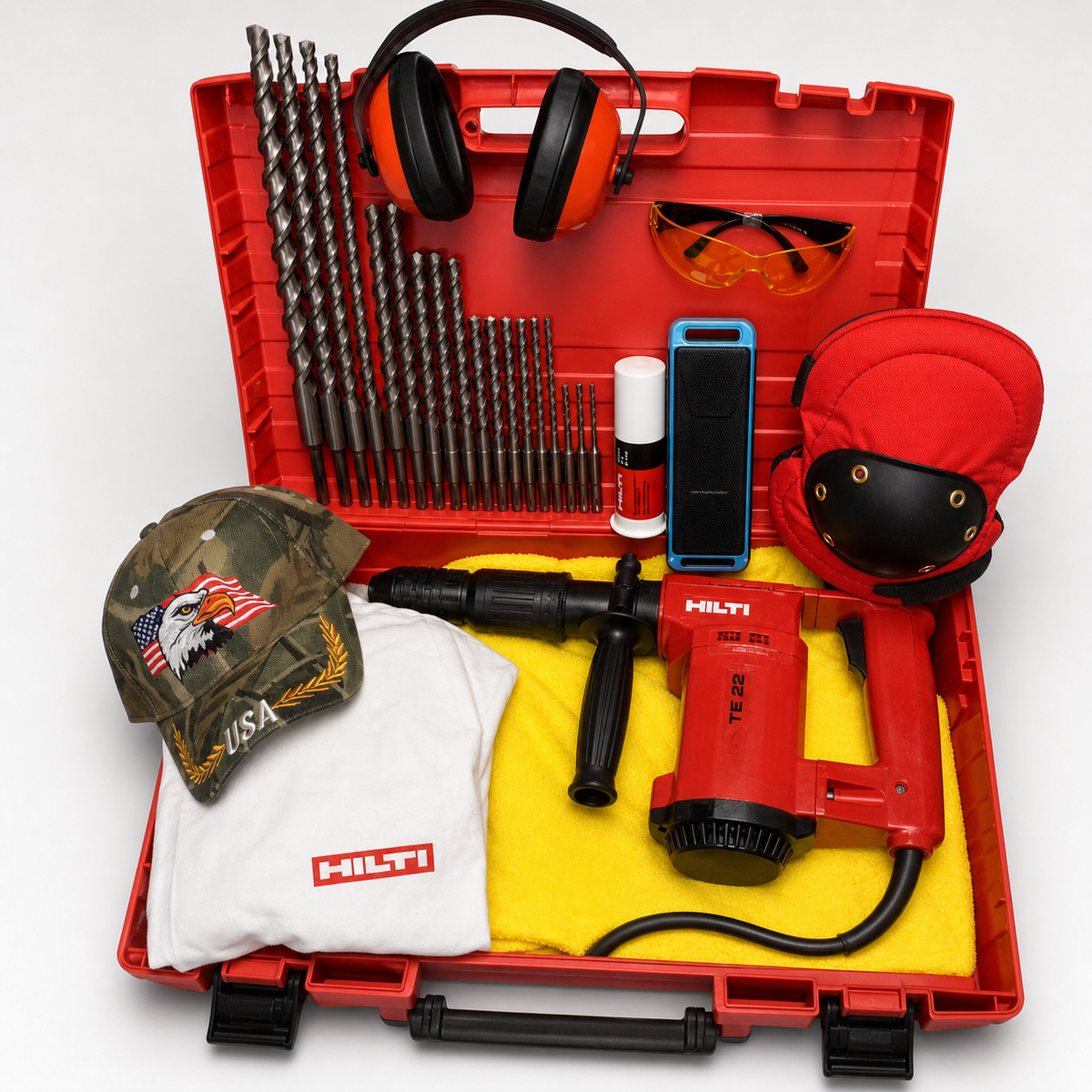 HILTI TE 22 HAMMER DRILL, PREOWNED, FREE SPEAKER, EXTRAS