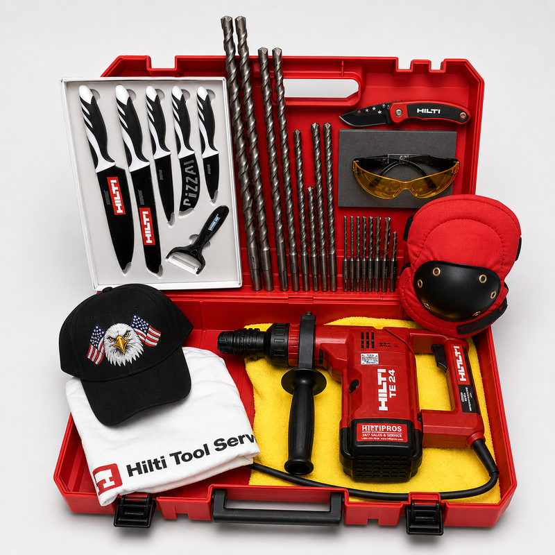 HILTI TE 24 HAMMER DRILL, PREOWNED, FREE KNIFE SET, EXTRAS