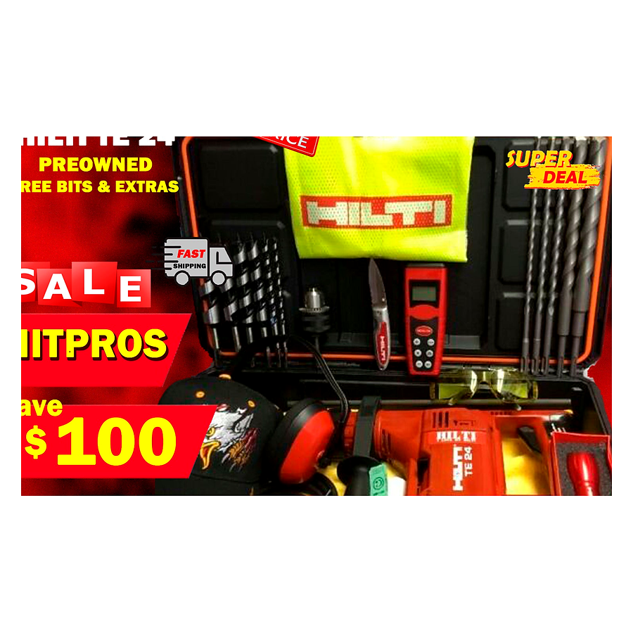 HILTI TE 24, PREOWNED EXCELLENT CONDITION Free Bits Knife Hat Laser Vest