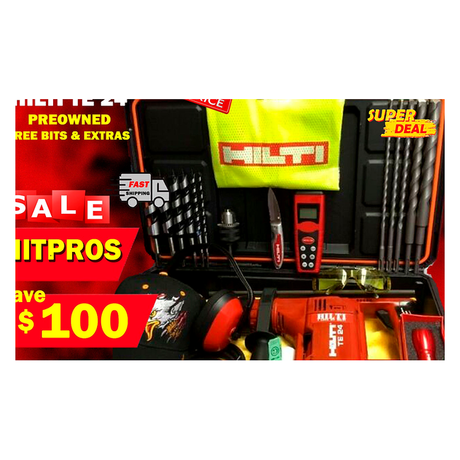 HILTI TE 24, PREOWNED EXCELLENT CONDITION Free Bits Knife Hat Laser Vest
