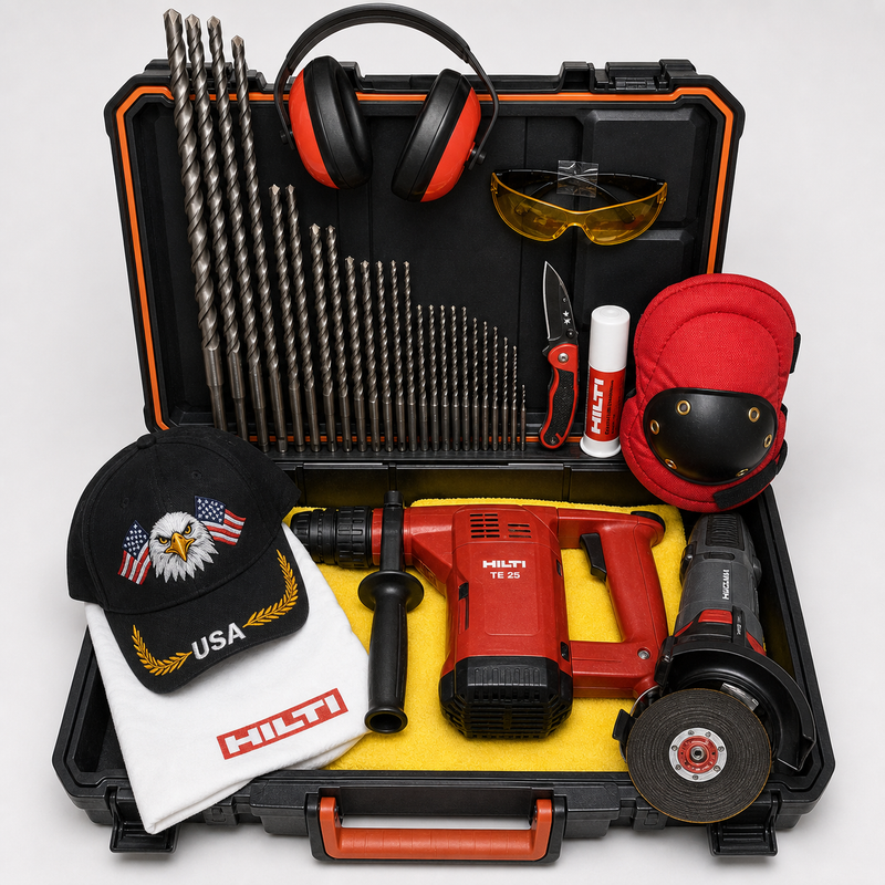 HILTI TE 25, PREOWNED, FREE GRINDER, BITS, A LOT OF EXTRAS