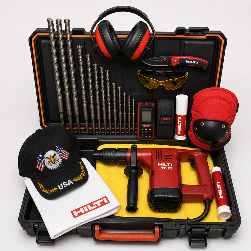 HILTI TE 25 PREOWNED, FREE LASER METER, BITS, A LOT OF EXTRA