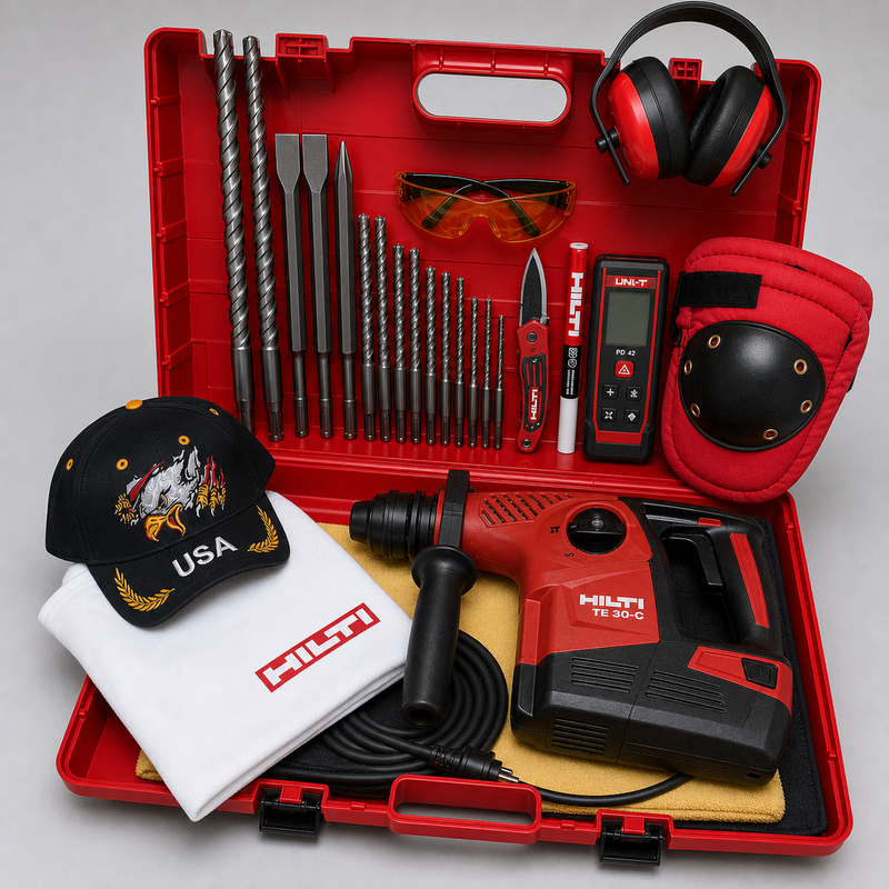 HILTI TE 30-C, PREOWNED, FREE LASER METER, BITS, LOTS OF EXTRAS