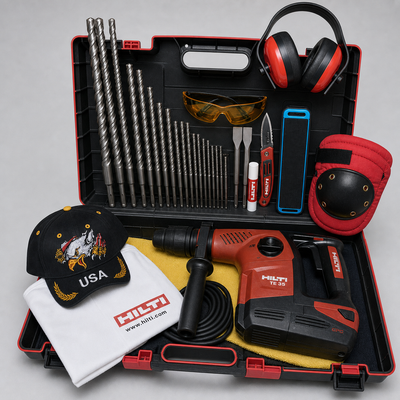 HILTI TE 35 HAMMER DRILL, PREOWNED, FREE SPEAKER, BITS, EXTRAS