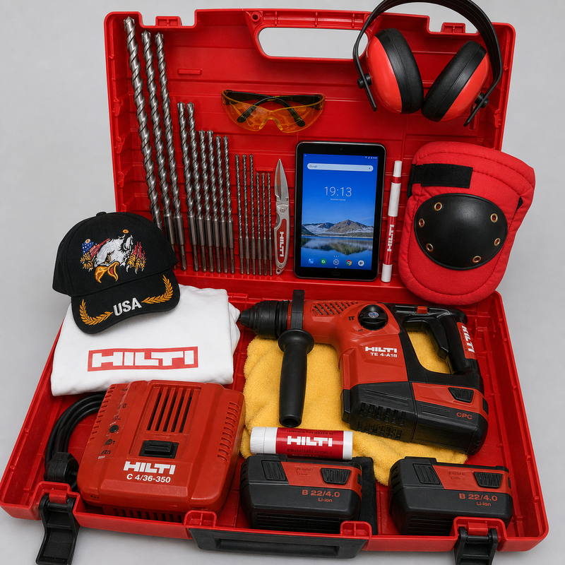 HILTI TE 4-A18 HAMMER DRILL, PREOWNED, FREE TABLET, EXTRAS