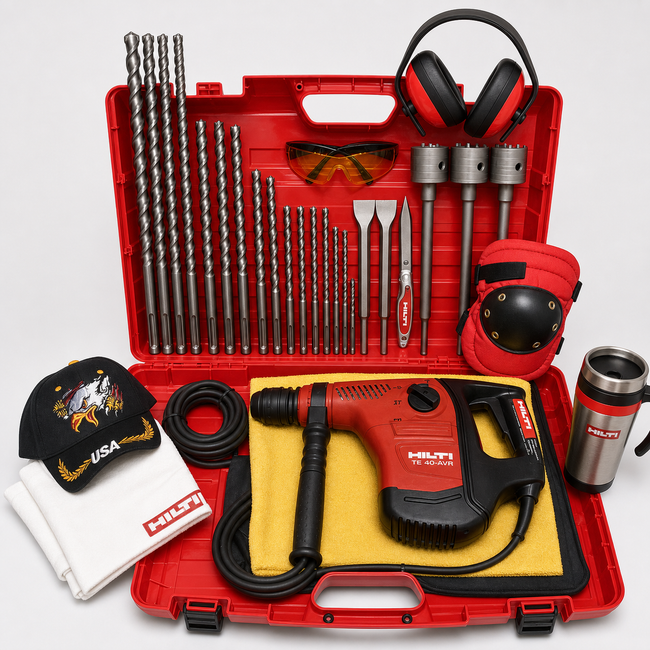 HILTI TE 40-AVR, PREOWNED, FREE BITS & CHISEL, COFFEE MUG