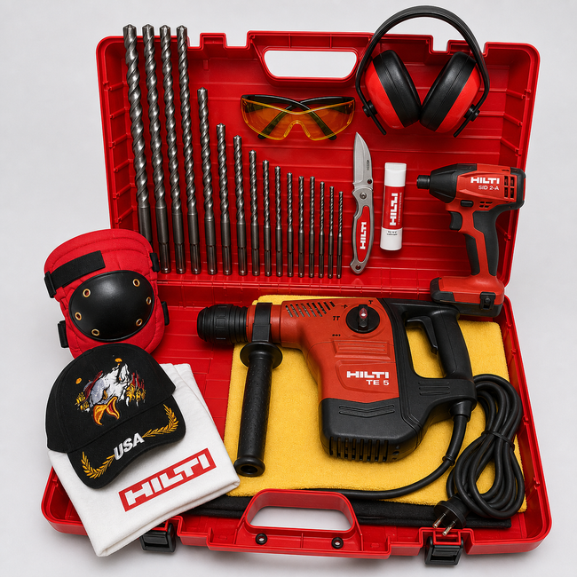 HILTI TE 5 HAMMER DRILL, FREE SID 2-A, REINFORCED HANDLE, BITS