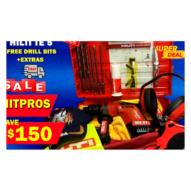 HILTI TE 5 HAMMER DRILL, FREE DRILL BITS AND EXTRAS