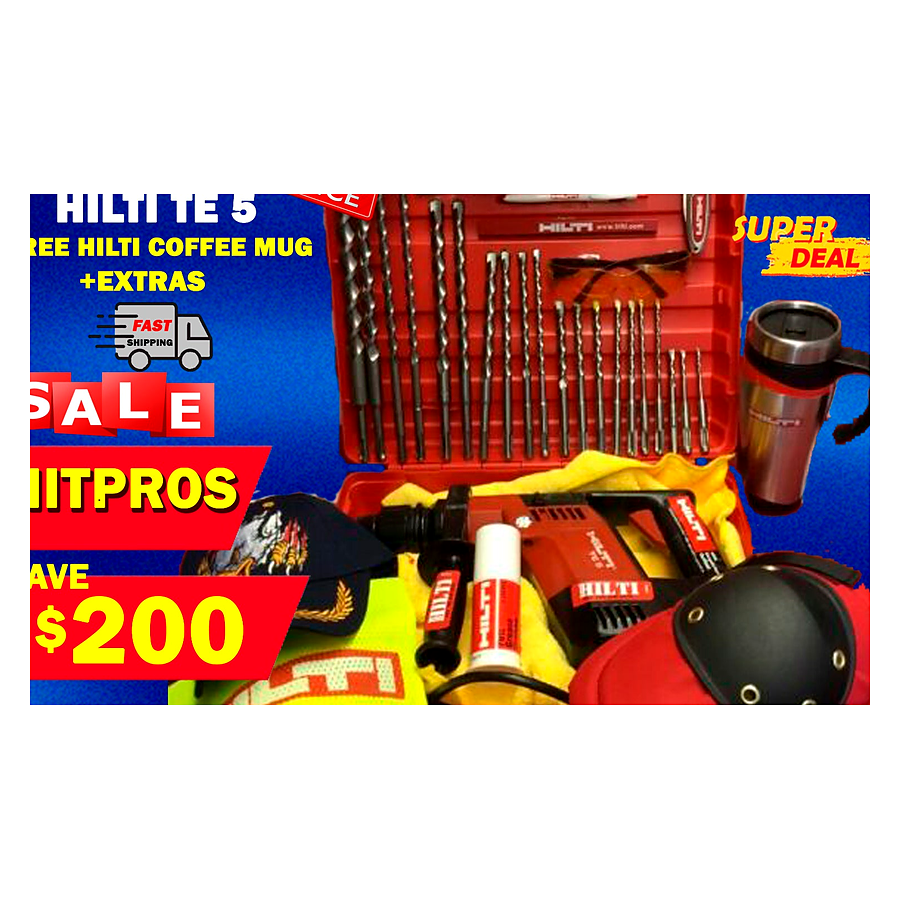 HILTI TE 5 HAMMER DRILL, FREE HILTI COFFE, FREE DRILL BITS