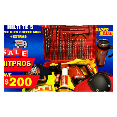 HILTI TE 5 HAMMER DRILL, FREE HILTI COFFE, FREE DRILL BITS