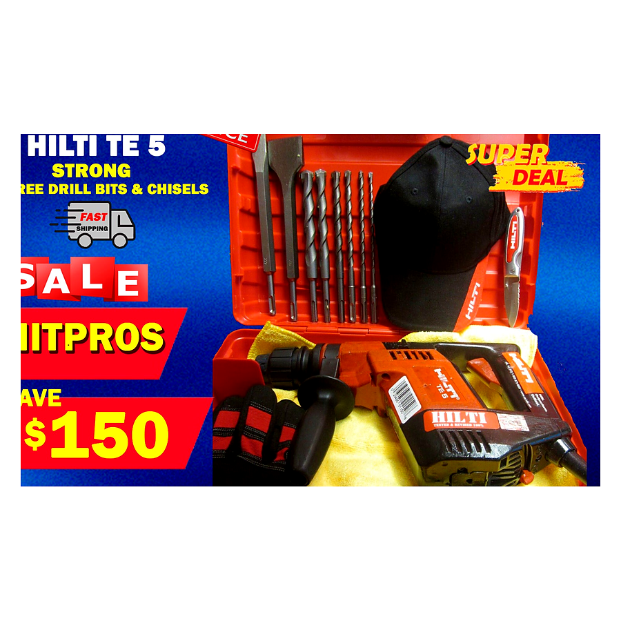 HILTI TE 5 HAMMER DRILL, STRONG, FREE DRILL BITS & CHISELS