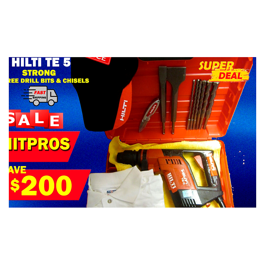 HILTI TE 5 HAMMER DRILL, STRONG, FREE DRILL BITS & CHISELS