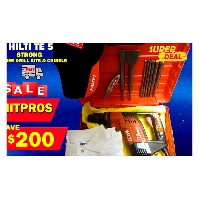 HILTI TE 5 HAMMER DRILL, STRONG, FREE DRILL BITS & CHISELS