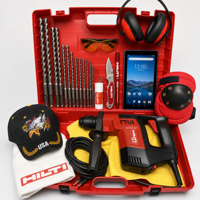 HILTI TE 5 PREOWNED, FREE ANDROID TABLET, REINFORCED HANDLE, BIT