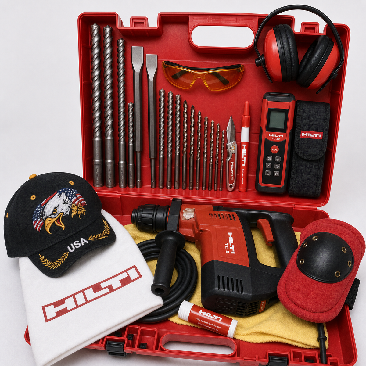 HILTI TE 5 PREOWNED, FREE LASER METER, BITS, LOT OF EXTRAS