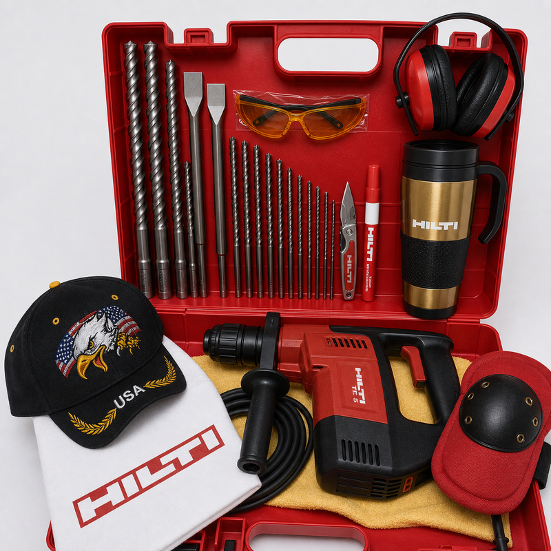 HILTI TE 5 PREOWNED, FREE THERMO, BITS, A LOT OF EXTRA ITEMS