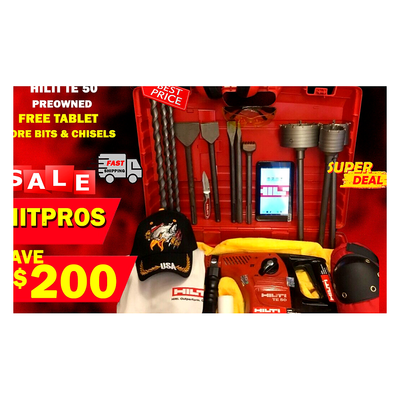 HILTI TE 50, PREOWNED, FREE TABLET, CORE BITS, CHISEL, FAST SHIP