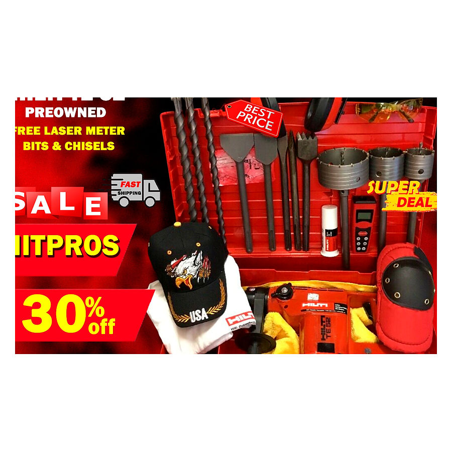 HILTI TE 52 PREOWNED, FREE LASER METER, BITS AND CHISELS, FAST SHIP