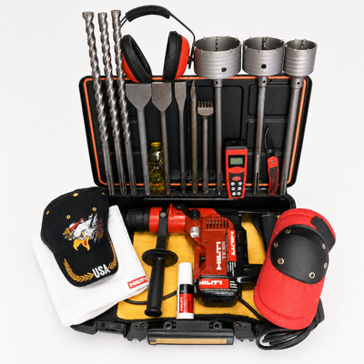 HILTI TE 55 HAMMER DRILL, PREOWNED, FREE LASER METER, A LOT OF EXTRAS, FAST SHIP