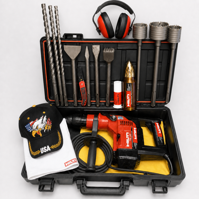 HILTI TE 55 HAMMER DRILL, PREOWNED, FREE THERMO, A LOT OF EXTRAS, FAST SHIP