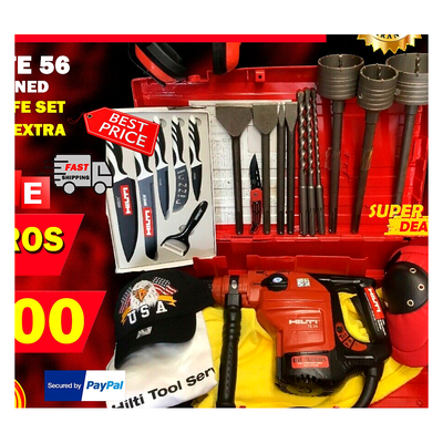 HILTI TE 56 HAMMER DRILL, PREOWNED, FREE KNIFE SET, A LOT OF EXTRAS, FAST SHIP