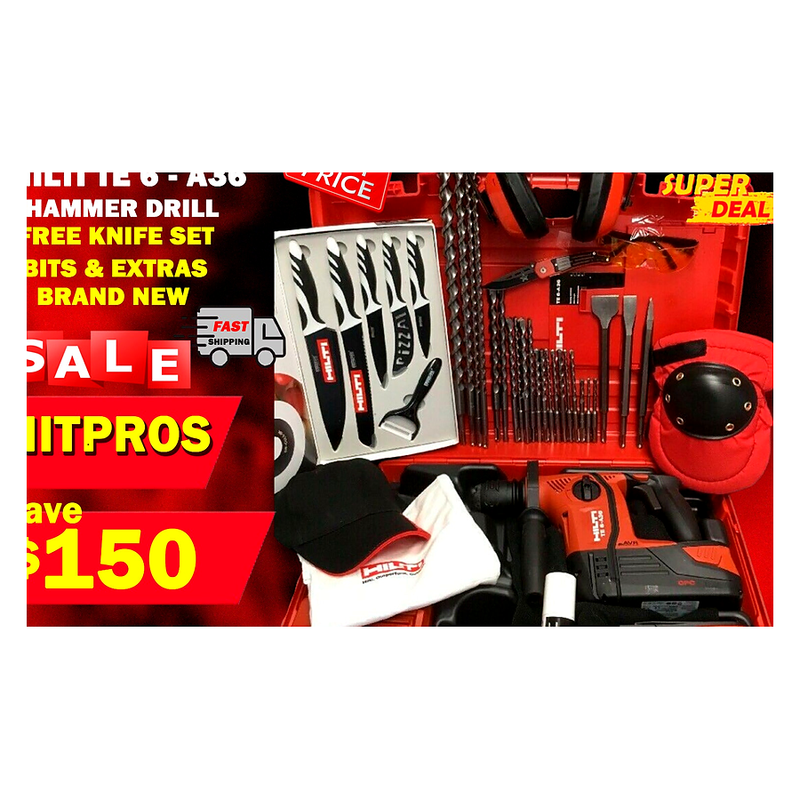HILTI TE 6 A-36 HAMMER DRILL, NEW, FREE KNIFE SET, BITS, EXTRAS, FAST SHIP