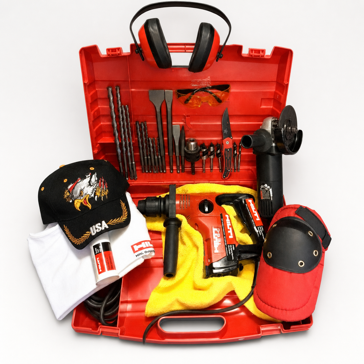 HILTI TE 6-C HAMMER DRILL, PREOWNED, FREE GRINDER, LOT OF EXTRAS, FAST SHIP