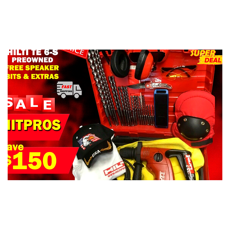 HILTI TE 6-S HAMMER DRILL, PREWONED, FREE SPEAKER, BITS, EXTRAS